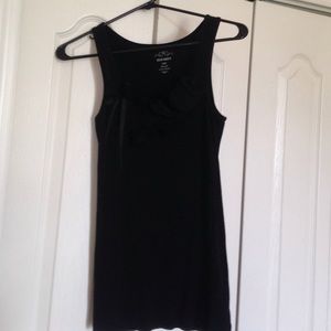 Simple black tank with ruffles and bow