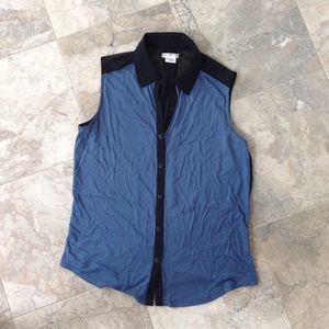 Cooperative button down tank with collar