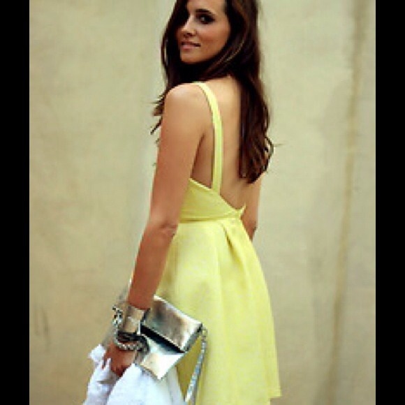 yellow low back dress