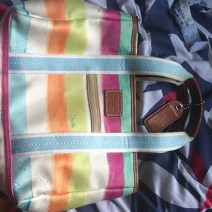 Small summer striped coach bag