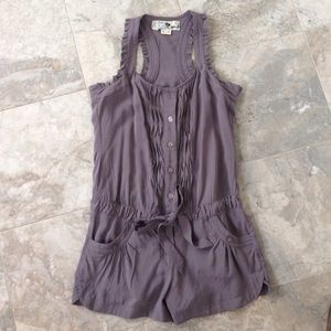 Gray Button-Down Romper