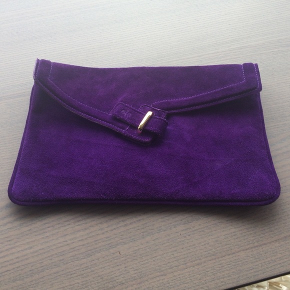 Ela Purple Suede Clutch