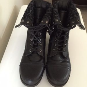 Black combat boots