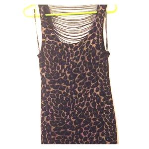 Leopard print dress with open detailed back