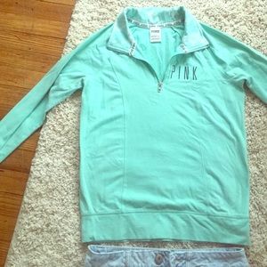 Mint Green PINK Half Zip