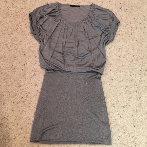 Black Halo metallic silver dress