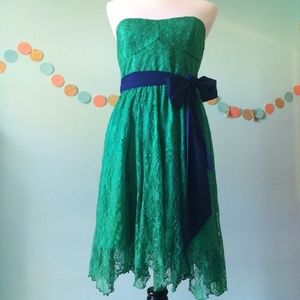 Thistlepearl Lace Green Strapless Dress