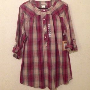 Plaid long women's shirt