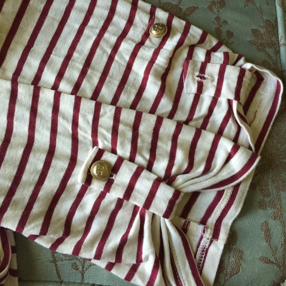 SOLD IN BUNDLE⚓️NAUTICAL Red/White Striped Cardi - Picture 3 of 3