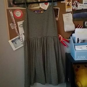 Green and white stripe dress with adjustable strap