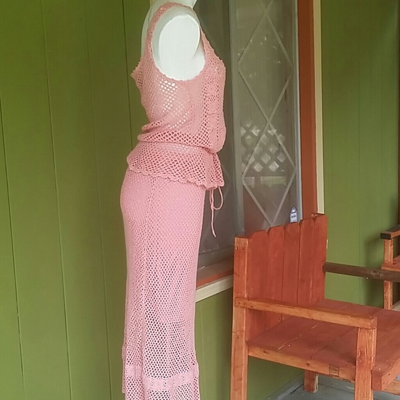 Two Piece Pink Crochet Set - Picture 2 of 4