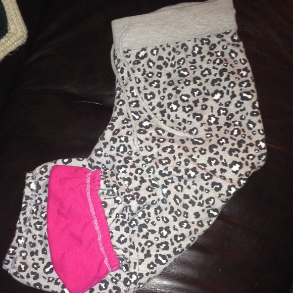 Snow leopard sweats/yoga pants bottoms cuff up