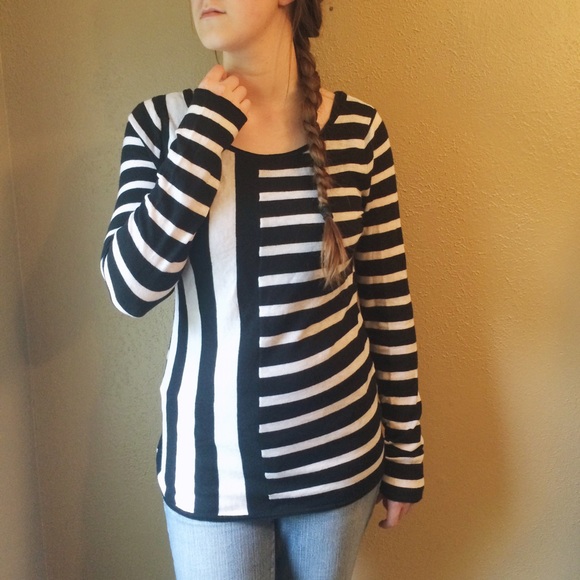 EXPRESS Asymmetrical Stripe Lightweight Sweater