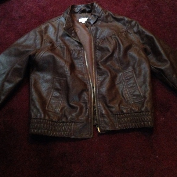 Brown leather aviator jacket