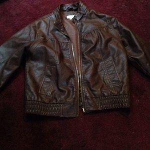 Brown leather aviator jacket