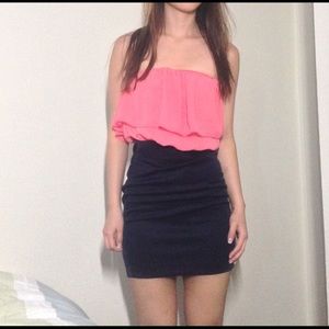 ** SOLD ** Cute pink/blue strapless dress