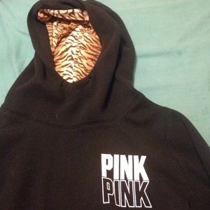 PINK tiger striped hooded sweatshirt