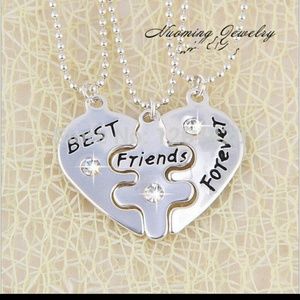 Cz silver mother daughter jewelry heart bff neckla