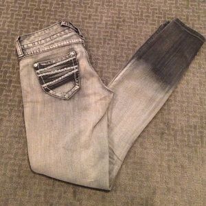 Express 'Zelda' Rhinestone Studded Grey Jeans
