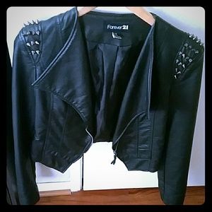 Forever 21 pleather spiked moto jacket