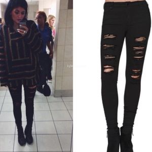 Kendall and Kylie High Rise Skinny Black Jeans