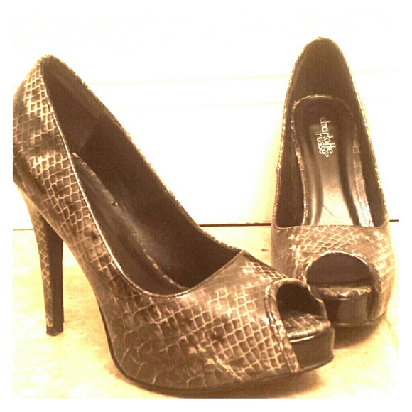 Snake skin peep toe heels