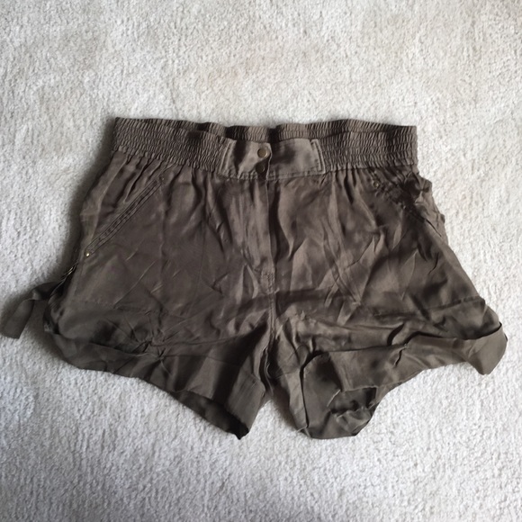 Diane von Furstenberg silk army green shorts