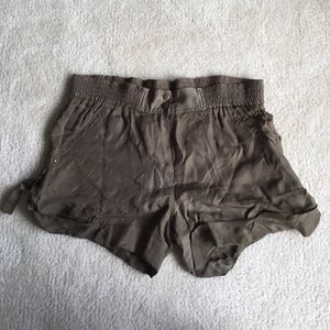 Diane von Furstenberg silk army green shorts