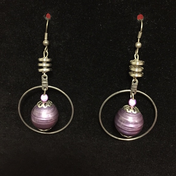 Purple Ball and Hoop Earrings