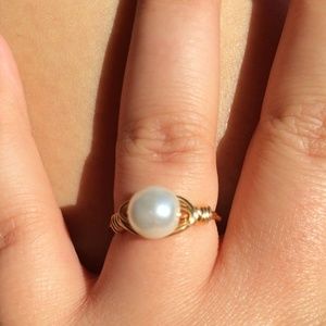 Wire-Wrapped Pearl Ring