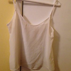 White chiffon flowy tank top