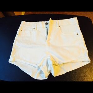 Stretch high waisted white shorts