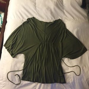 Olive green front scrunch loose top