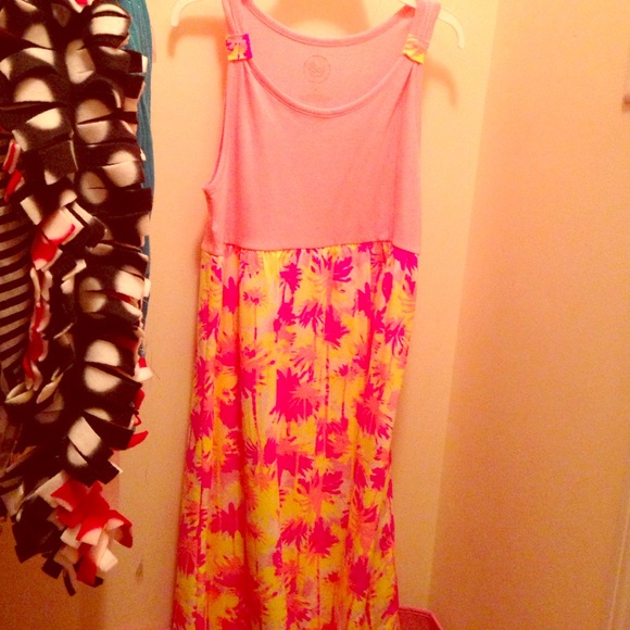 Pink orange yellow and dark pink Maxy dress
