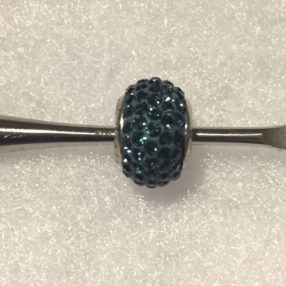 Teal Swarovski Crystal Bead.  Sterling Silver