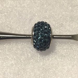 Teal Swarovski Crystal Bead.  Sterling Silver