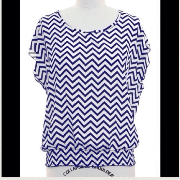 Blue & white chevron top for @kelvin95