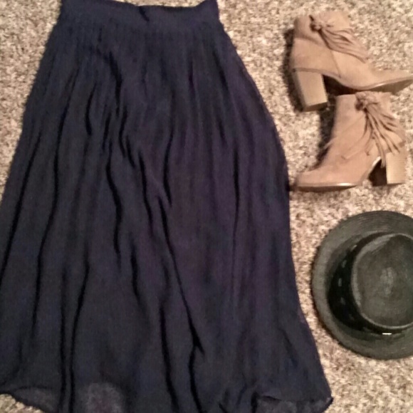Navy flowy ankle skirt - Picture 1 of 1