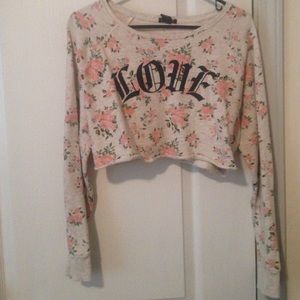 Love floral crop sweatshirt