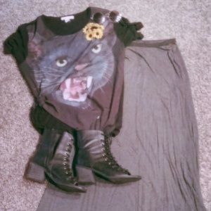 Grey maxi skirt with slit