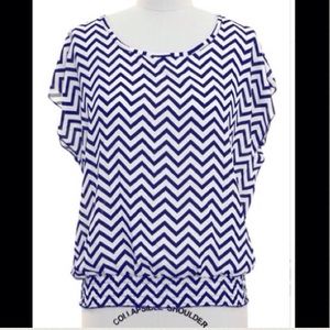 Blue & white chevron top