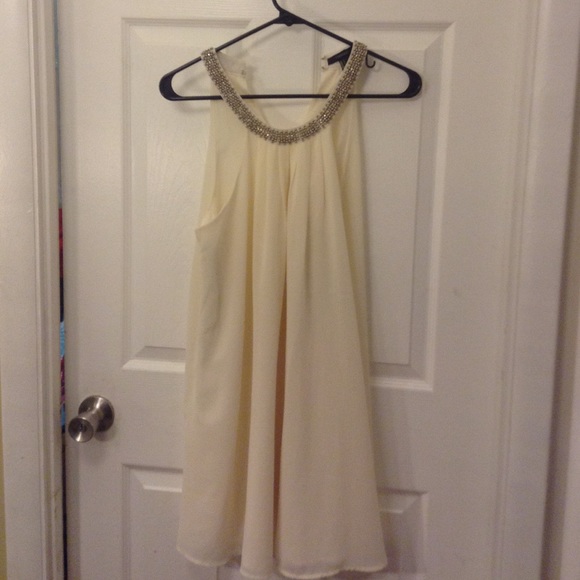 Off white halter beaded dress