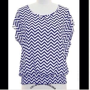 Blue & white chevron top