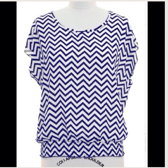 Blue & white chevron top