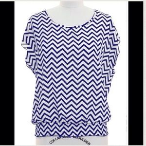 Blue & white chevron top