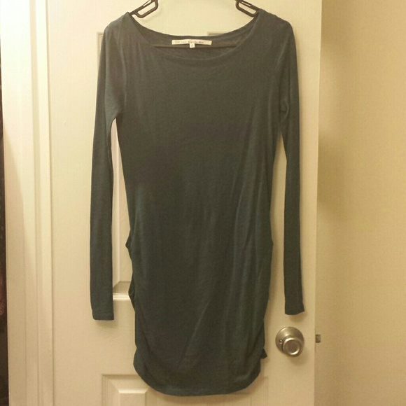 Teal jersey knit dress.