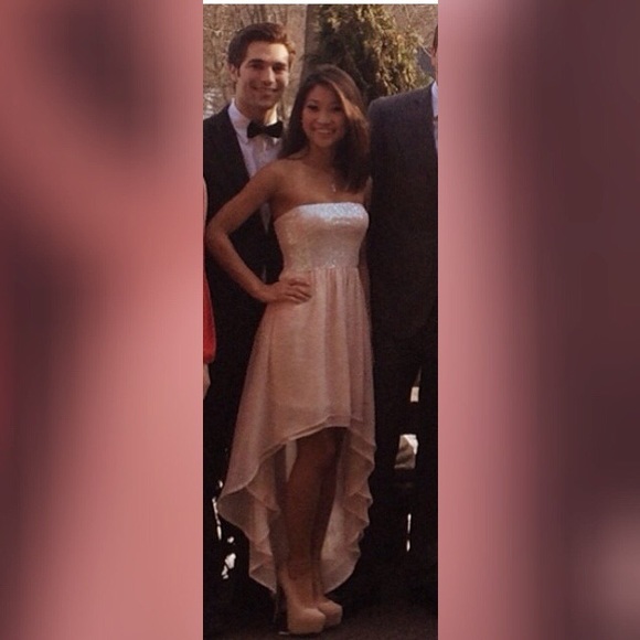 Sequin soft pastel pink chiffon dress XS