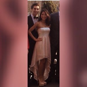 Sequin soft pastel pink chiffon dress XS