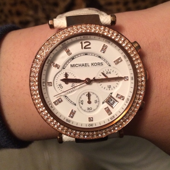 White leather Michael Kors watch