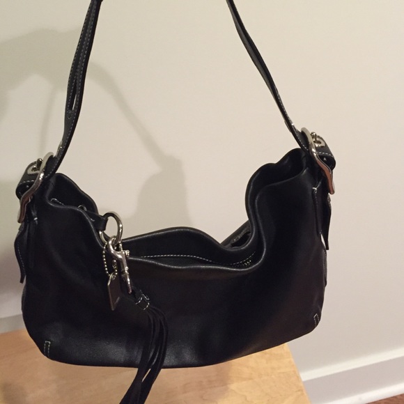 Authentic Coach Small Black Leather Handbag
